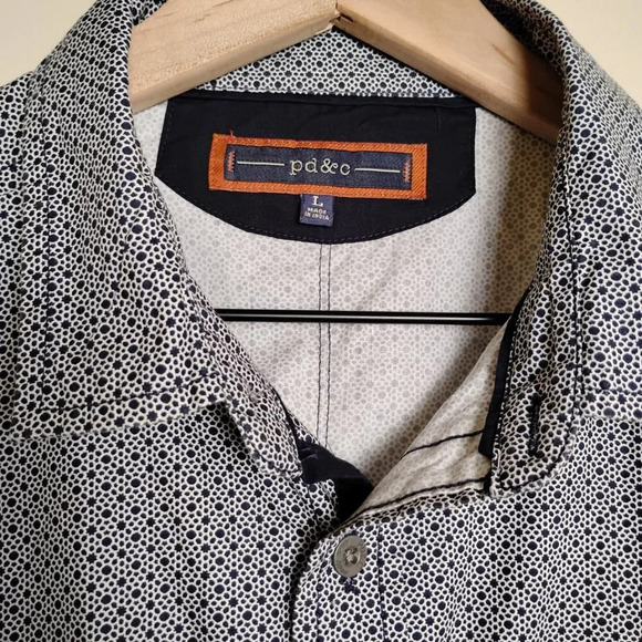 PD&C Navy Blue and White Button Down Shirt, Large - Picture 3 of 12